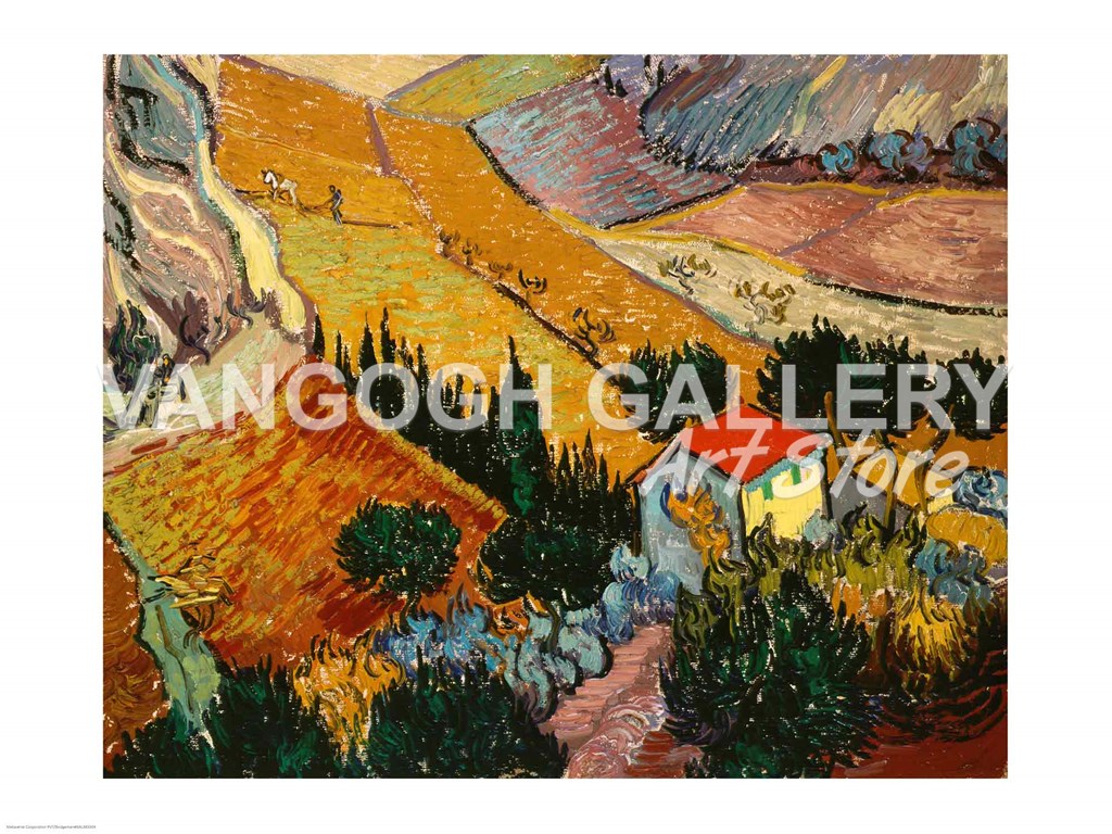 Landscape With House And Ploughman Fine Art Print By Vincent Van Gogh At Vangoghgallery Com