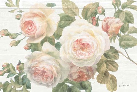 Vintage Roses White on Shiplap Crop by Danhui Nai art print