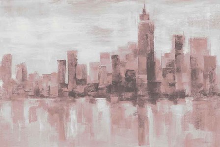 Misty Day in Manhattan Pink Gray by Silvia Vassileva art print