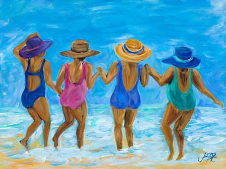 Ladies on the Beach I by Julie DeRice art print