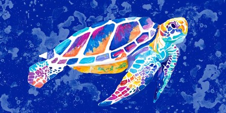 Vibrant Blue Sea Turtle by Chelsea Goodrich art print