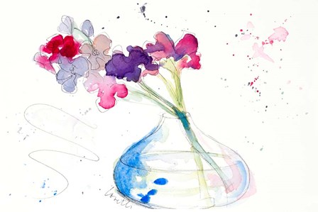 Colorful Flowers in Clear Vase II by Lanie Loreth art print