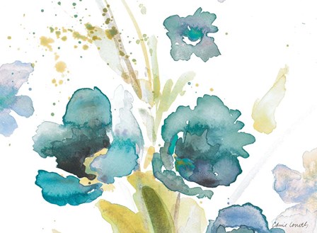 Blue Watercolor Modern Poppies I by Lanie Loreth art print