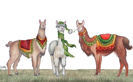 Christmas Llamas by Elizabeth Medley art print
