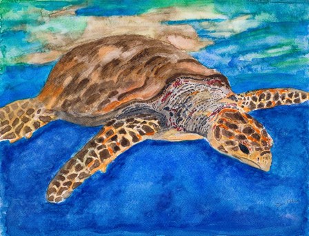 Turtle at Sea by Jan Odum art print
