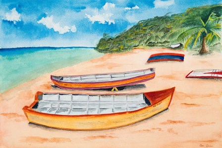 Canoes on the Beach by Jan Odum art print