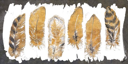Gold Watercolor Feathers by Patricia Pinto art print
