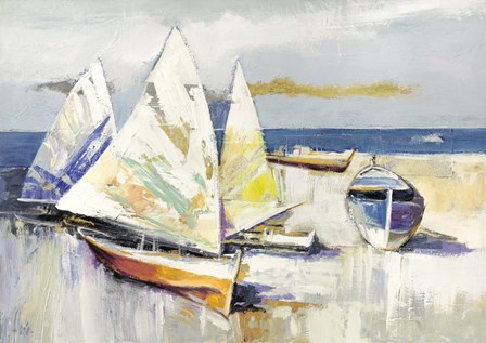 Barche Sulla Spiaggia by Luigi Florio art print