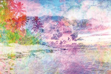Rainbow Bright Beach Scene by Bluebird Barn art print