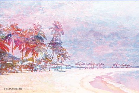 Rainbow Bright Sandy Beach Umbrellas by Bluebird Barn art print