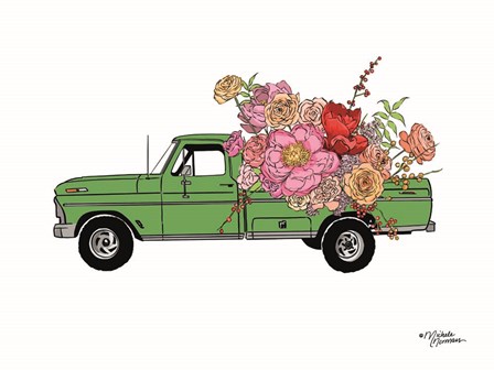 Floral Truck by Michele Norman art print