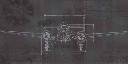 Plane Blueprint IV Wings by Marco Fabiano art print