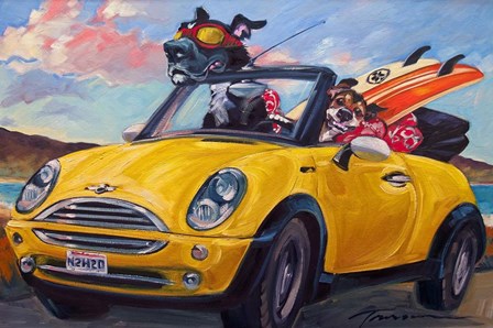 Sunup Surfdogs by CR Townsend art print