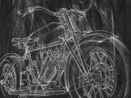 Motorcycle Mechanical Sketch I by Ethan Harper art print