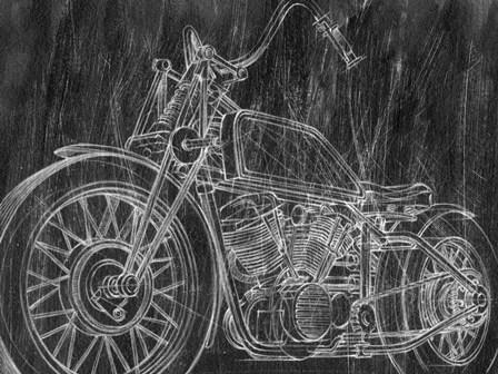 Motorcycle Mechanical Sketch II by Ethan Harper art print