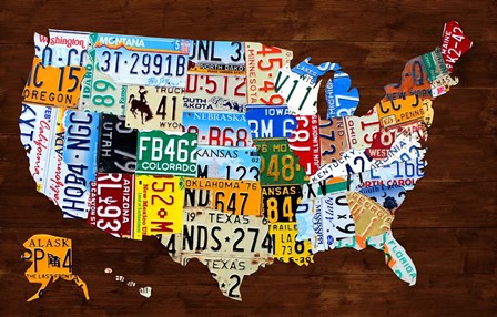 United States of America License Plate Map 2018 by Design Turnpike art print
