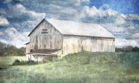 Old White Barn and Blue Sky by Katrina Jones art print