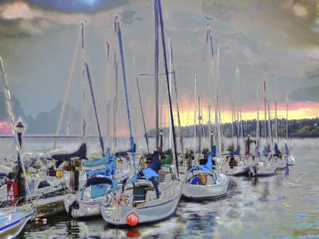 Dusk At White Rock by Leslie Montgomery art print