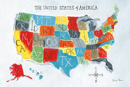 US Map by Farida Zaman art print