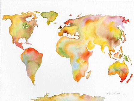 Watercolor World Map by Kathleen Parr McKenna art print