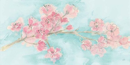 Cherry Blossom I Teal by Chris Paschke art print