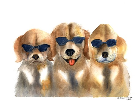 Dogs in Glasses by Olga Shefranov art print