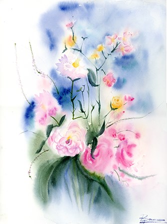 Pink Flowers by Olga Shefranov art print