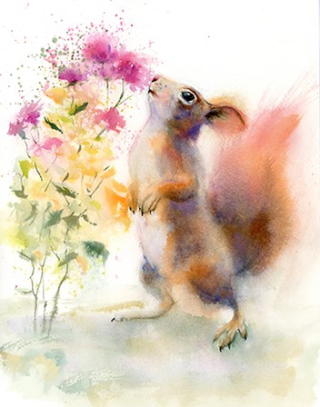 Sniffing Squirrel by Olga Shefranov art print