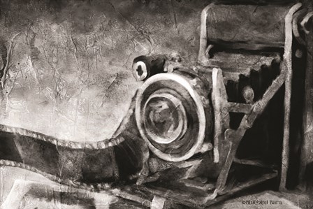 Vintage Camera Black and White by Bluebird Barn art print