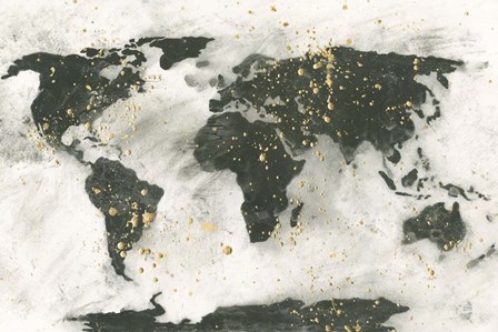 World Map Gold Speckle by Chris Paschke art print