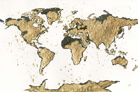World Map Gold Leaf by Chris Paschke art print