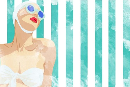 Bathing Beauty on Teal Towel by Jen Bucheli art print