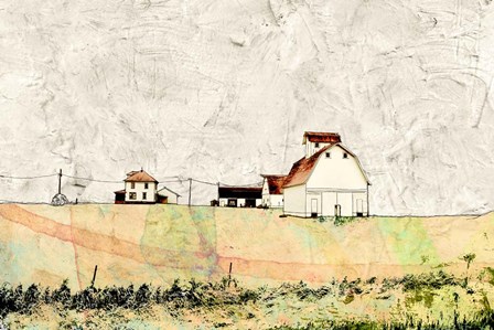 White Barn in the Field by Ynon Mabat art print