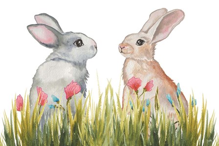 Bunnies Among the Flowers II by Elizabeth Medley art print