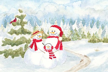 Snowman Wonderland - Family Scene by Tara Reed art print