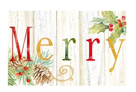 Merry Whitewash Wood sign by Cynthia Coulter art print