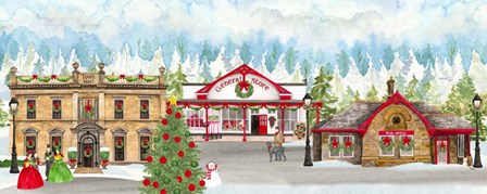 Christmas Village panel II by Tara Reed art print