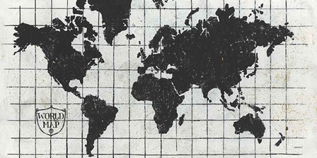 Black Gild World Map I Crest by Kathrine Lovell art print