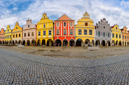 Czech Republic, Telc Panoramic Of Colorful Houses On Main Square by Jaynes Gallery / Danita Delimont art print