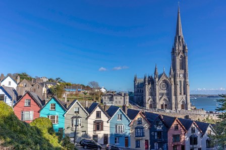 Deck Of Card Houses With St Colman&#39;s Cathedral In Cobh, Ireland by Chuck Haney / Danita Delimont art print