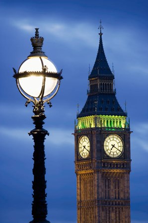 Europe, Great Britain, London, Big Ben Clock Tower Lamp Post by Jaynes Gallery / Danita Delimont art print