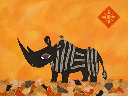 Rhino with Summer Sky by Casey Craig art print