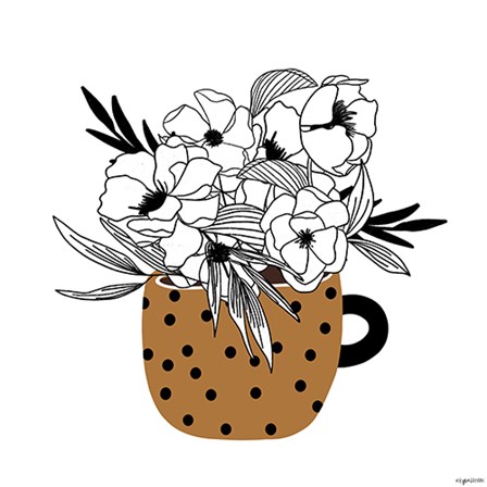 Mustard Flower Mug by Kyra Brown art print