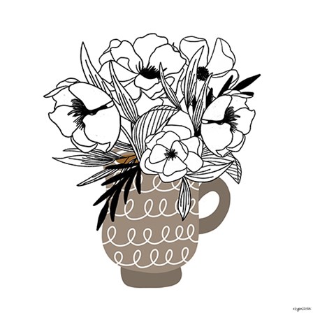 Gray Flower Mug by Kyra Brown art print