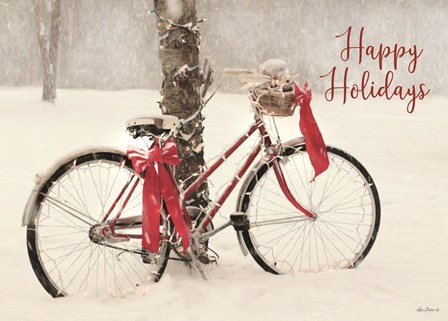 Happy Holidays Snowy Bike by Lori Deiter art print