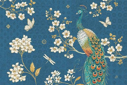 Ornate Peacock II Blue by Daphne Brissonnet art print