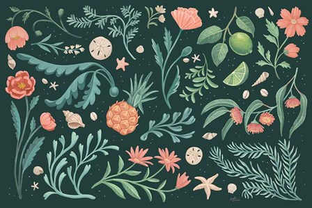 Seaside Botanical I Dark by Janelle Penner art print
