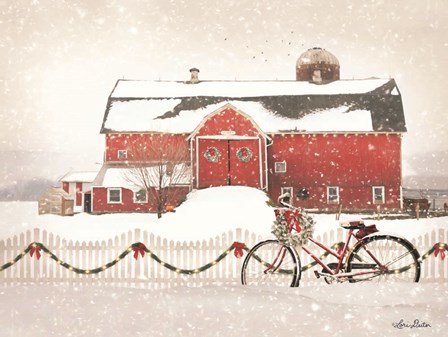 Christmas Barn and Bike by Lori Deiter art print