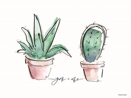 You and Me Cactus by Rachel Nieman art print