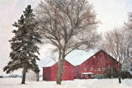 Snowy Barn by Bluebird Barn art print
